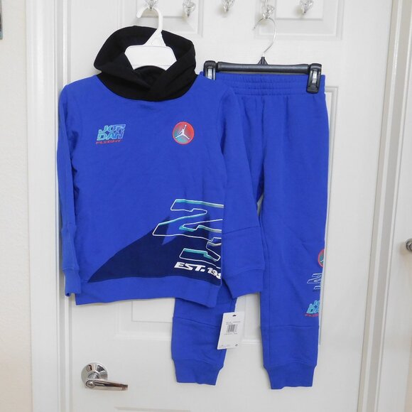 NWT 2pc Jordan Royal Blue Hooded Sweatshirt & Joggers Set sz 6 - Picture 1 of 2